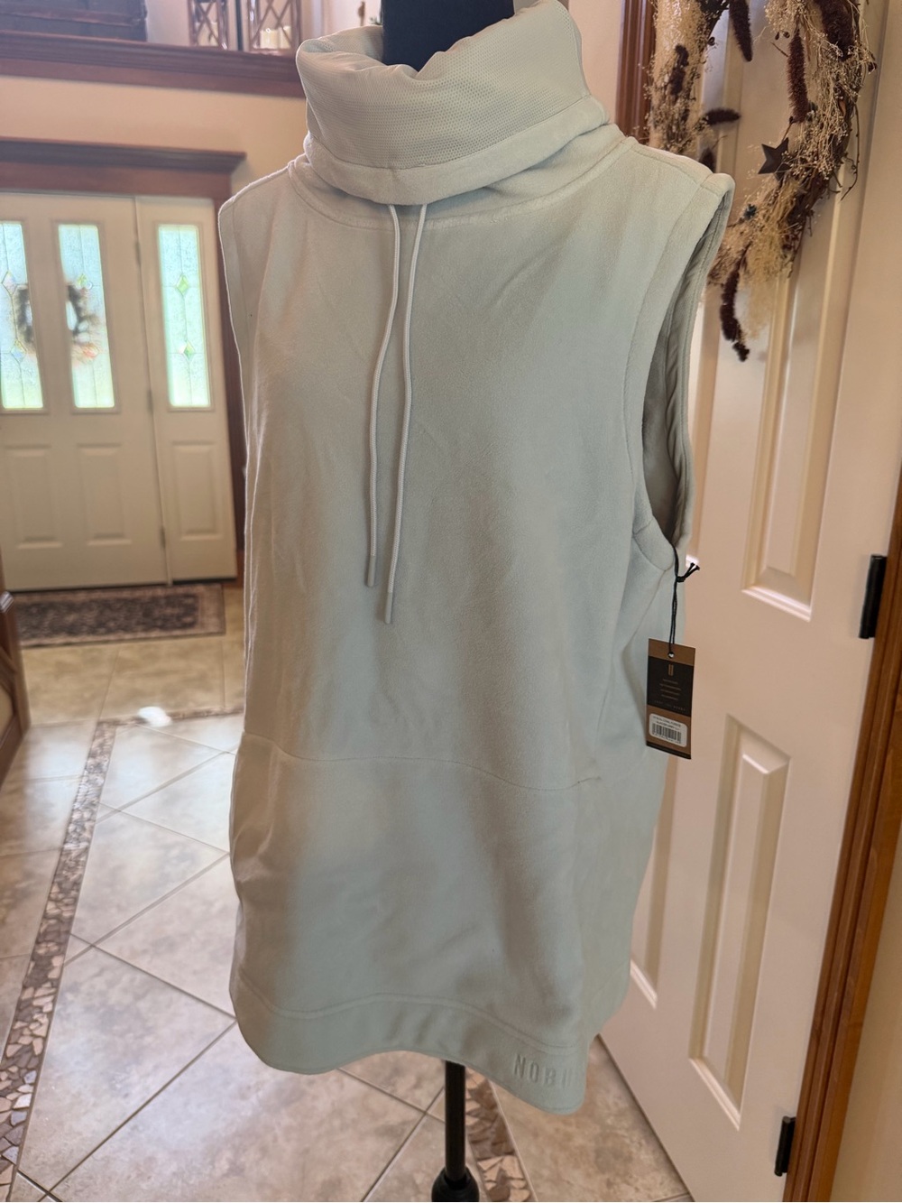 NOBULL Cowl Neck Sleeveless Fleece Pullover Large NWT Glacier Grey